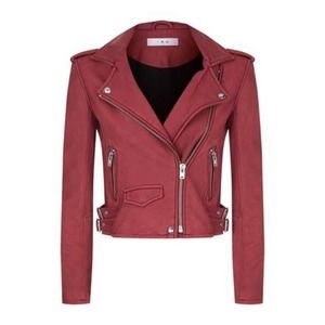 IRO Asheville Leather Moto Cropped Jacket Magnolia